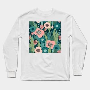 Green Floral Jungle Print Long Sleeve T-Shirt